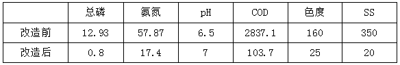 食品廢水改造前后出水效果